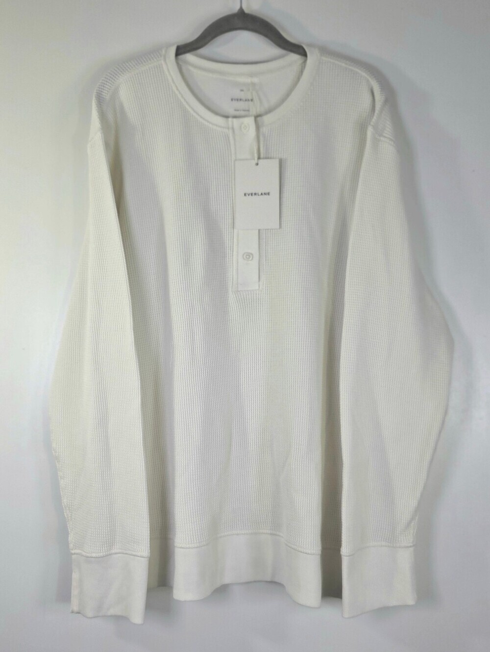 NWT EVERLANE THE WAFFLE HENLEY ORGANIC COTTON LONG SLEEVE .
